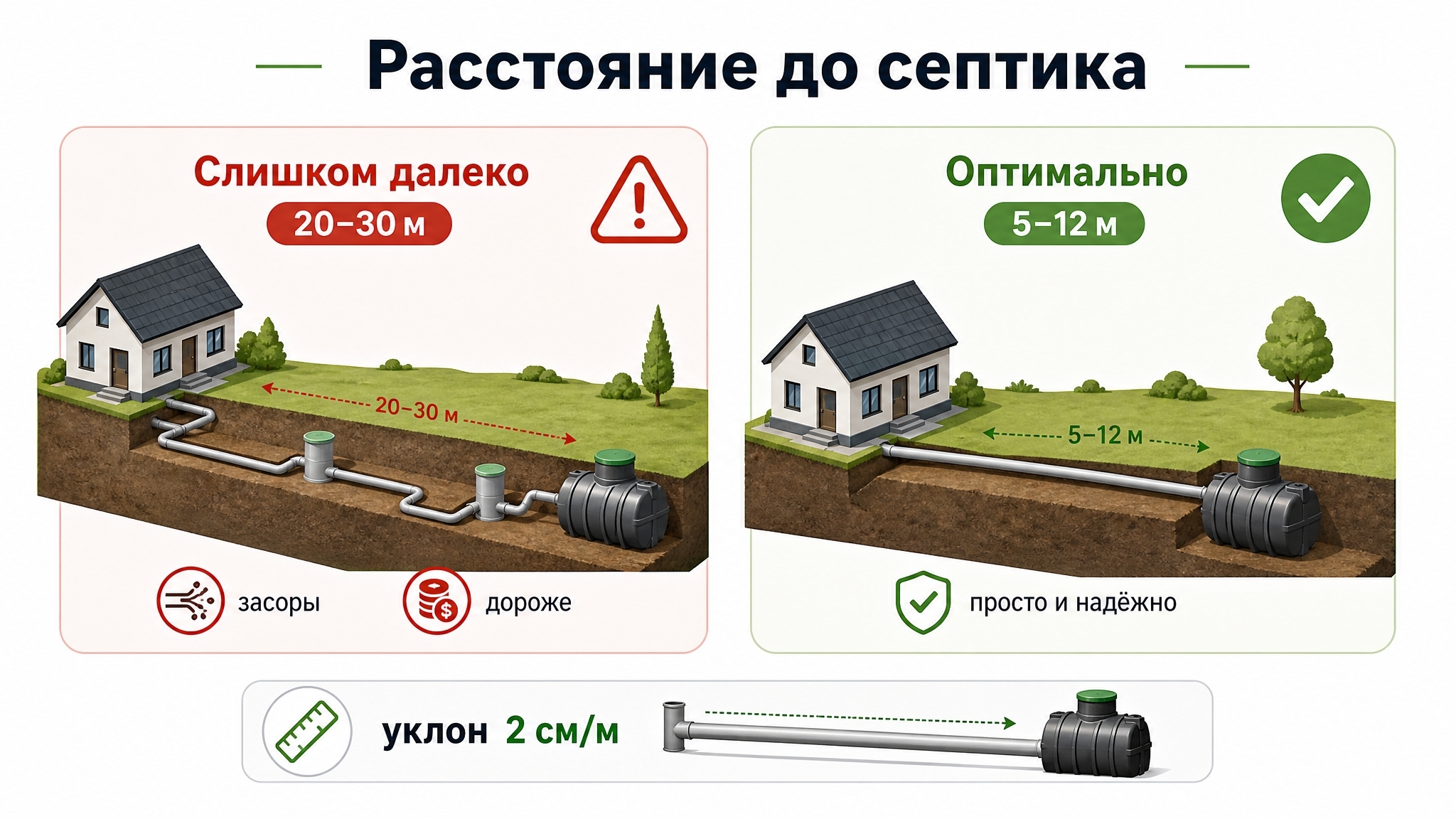 Расположение септика на участке: нормы расстояний по СНиП и СанПиН